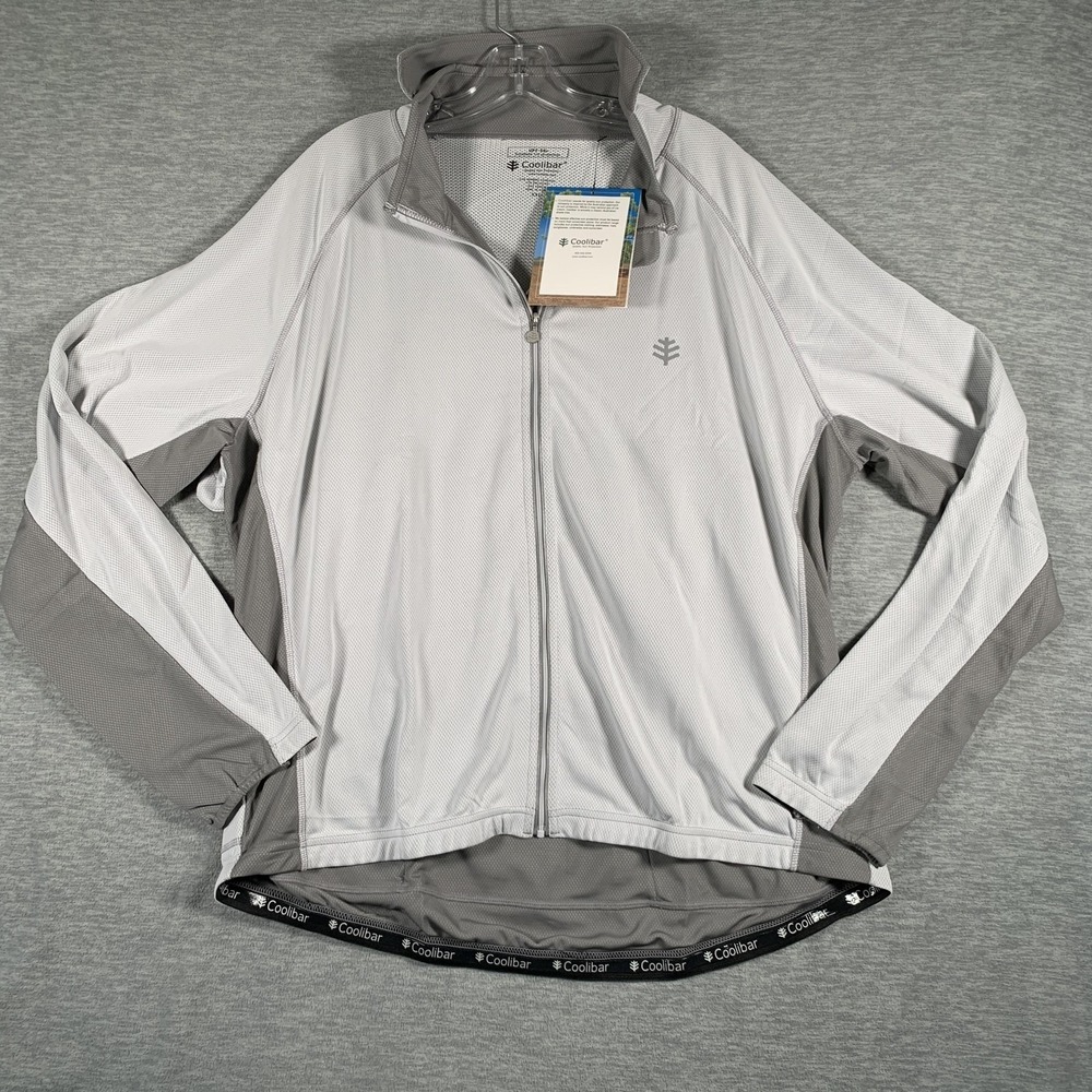 Coolibar Jacket Mens 2XL Gray Cycling Full Zip UPF 50+ UV Protection Windbreaker